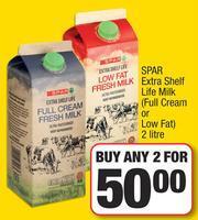 Spar Spar Extra Shelf Life Milk (Full Cream Or Low Fat)-For Any 2 x 2Ltr offer
