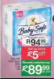 Spar Baby Soft Toilet Tissue Rolls 2 Ply-18's Per Pack offer