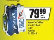 Hunter's Chilled Non Alcoholic Cider Handies-6 x 330ml Per Pack