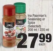 Spar Ina Paarman's Seasoning Or Spice (Selected)-200ml/220ml Each offer