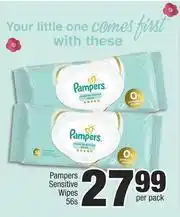 Spar Pampers Sensitive Wipes-56s Per Pack offer