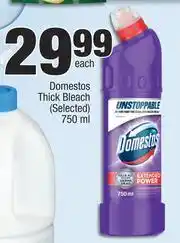 Spar Domestos Thick Bleach (Selected)-750ml Each offer