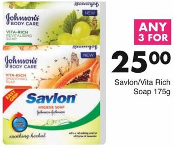 Save Savlon/Vita Rich Soap 175g offer