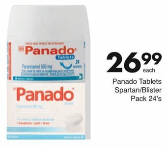 Save Panado Tablets Spartan/Blister Pack 24's offer