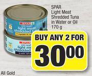 Spar Spar Light Meat Shredded Tuna In Water Or Oil-For Any 2 x 170g offer