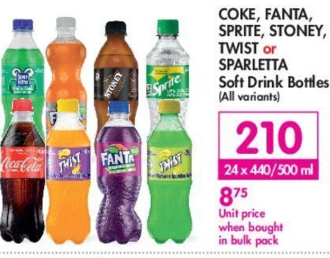 Coke, Fanta, Sprite, Stoney, Twist or Sparletta Soft Drinks offer at Makro