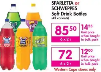 Makro Sparletta or Schweppes Soft Drink 6x2L offer