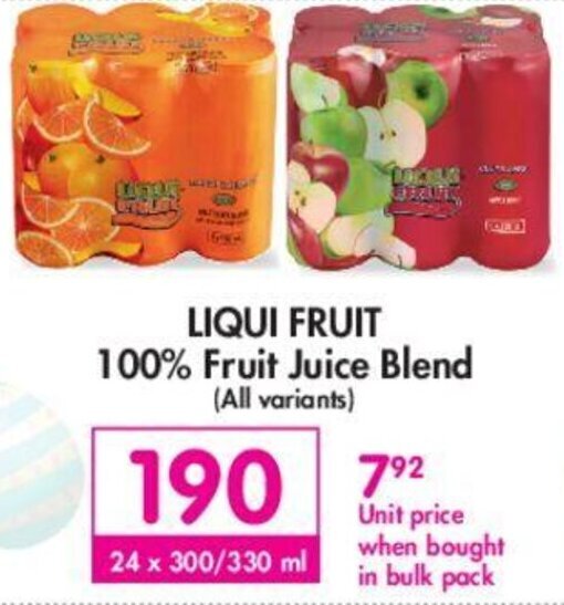 Liqui Fruit 100 Fruit Juice Blend 24 x 300/ 330ml offer at Makro