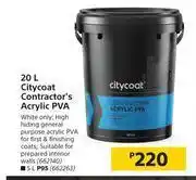 Builders Warehouse Citycoat 20Ltr Contrator's Acrylic PVA offer