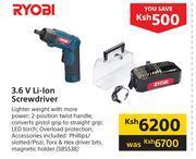 Builders Warehouse Ryobi 3.6 V Li-Ion Screwdriver offer