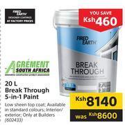 Builders Warehouse Fired Earth 20Ltr Break through 5 In 1 Paint offer