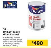 Dulux Brilliant White Gloss Enamel-5Ltr offer at Builders Warehouse