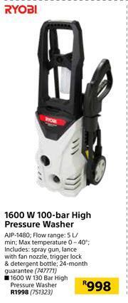 Ryobi 1600W 130 Bar High Pressure Washer