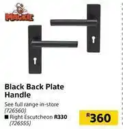 Builders Warehouse Mackie Black Back Plate Handle Right Escutcheon offer