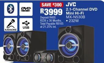 Jvc 2.1 channel dvd mini hi-fi mx-n530b