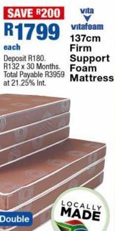 137 cm firm support foam mattress