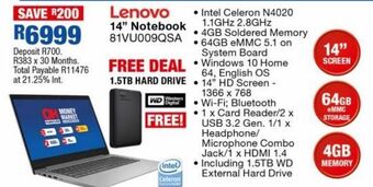 Lenovo notebook 81vu009qsa