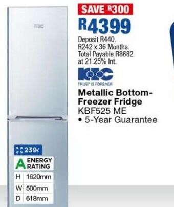 OK Furniture Metallic bottom- freezer fridge kbf525 me offer