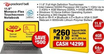 OK Furniture Monaco flex touchscreen notebook offer