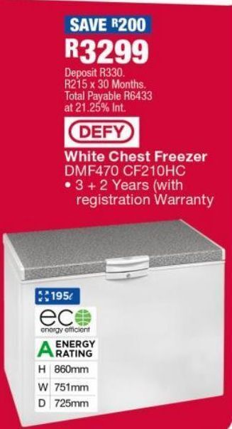 OK Furniture White chest freezer dmf470 cf210hc offer
