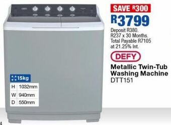 OK Furniture Metallic twin tub washing machine dtt151 offer