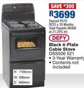 OK Furniture Black 4 plate cable stove dss506 521 offer