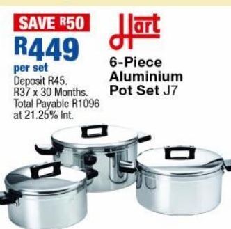 6 piece aluminium pot set j7
