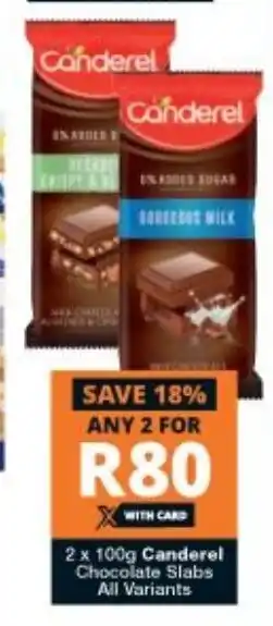 Checkers Canderel Choclolate Slabs 2x100g offer