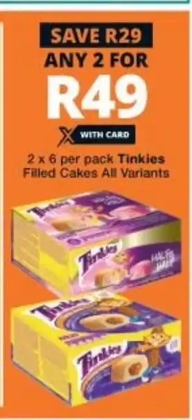 Checkers Tinkies Filled Cakes 2x6 offer