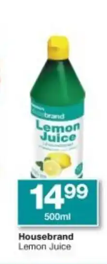 Checkers Housebrand Lemon Juice 500ml offer