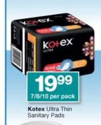 Checkers Kotex Ultra Thin Sanitary Pads 7/8/10 offer