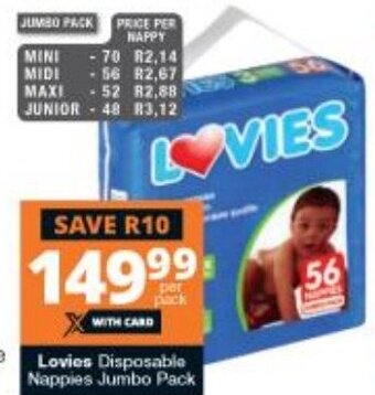 Checkers Lovies Disposable Nappies Jumbo offer