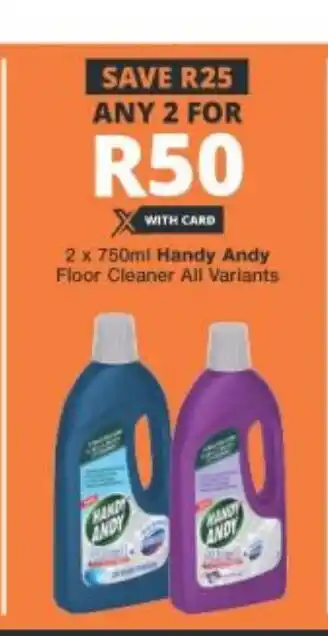 Checkers Handy Andy Floor Cleaner 2x750ml offer
