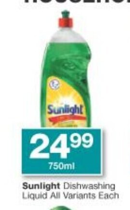Checkers Sunlight Dishwashing Liquid 750ml offer