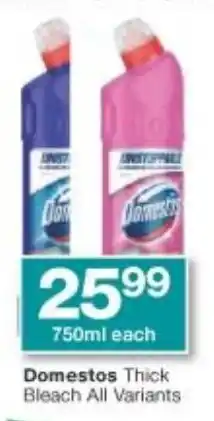 Checkers Domestos Thick Bleach 750ml offer