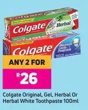 Game Colgate Original, Gel, Herbal Or Herbal White Toothpaste-For Any 2 x 100ml offer