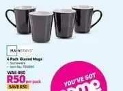 Game Mainstays 4 Pack Stoneware Glazed Mugs-Per Pack offer