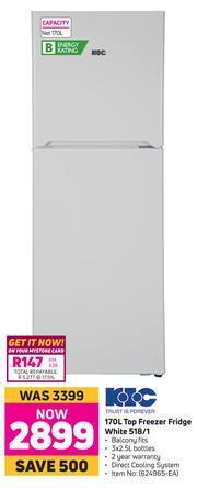 Game KIC 170L Top Freezer Fridge White 518/1 offer