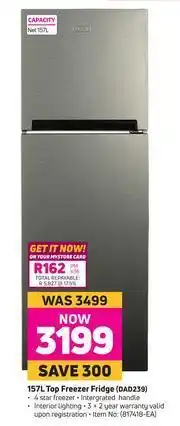 Game Defy 157L Top Freezer Fridge DAD239 offer
