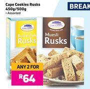 Cape Cookies Rusks Assorted-For Any 2 x 450g/ 500g