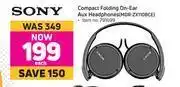 Game Sony Compact Folding On Ear Aux Headphones MDR-ZX110BCE-Each offer