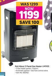 Game Logik Roll About 3 Panel Gas Heater LM1105 offer