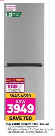 Game Defy 142L Bottom Freezer/Fridge DAC 447 offer