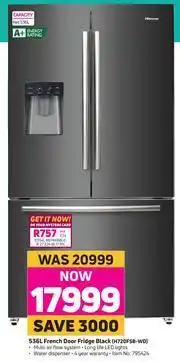 Game Hisense 536L French Door Fridge Black H720FSB-WD offer