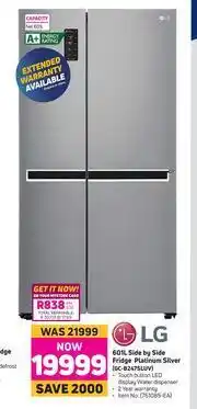 Game LG 601L Side By Side Fridge Platinum Silver GC-B247SLUV offer