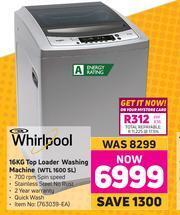 Game Whirlpool 16Kg Top Loader Washing Machine WTL 1600 SL offer