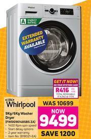 Game Whirlpool 9Kg/6Kg Washer Dryer FWDG96148SBS ZA offer