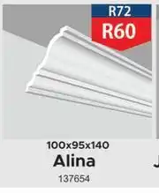 Alina Ceiling Cornice 8m Pack 100 x 95 x 140
