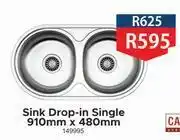K Carrim Sink Drop In (Single) 910mm x 480mm offer
