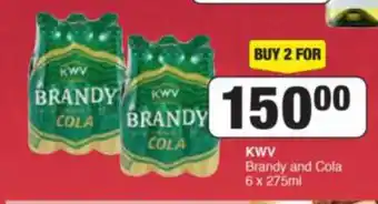 Spar Tops KWV Brandy and Cola 6 x 275ml offer